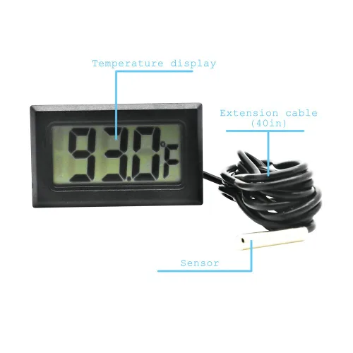 Vista 3 de Termómetro digital para refrigerador, pantalla LCD, termostato para horno, congelador, higrómetro electrónico de temperatura con sonda