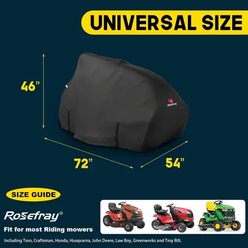 Vista 7 de Cubierta para Cortacésped de Montar, Tejido Impermeable de Grado Marino 420D - Ajuste Universal para John Deere, Cub Cadet, Craftsman, etc. Cubre