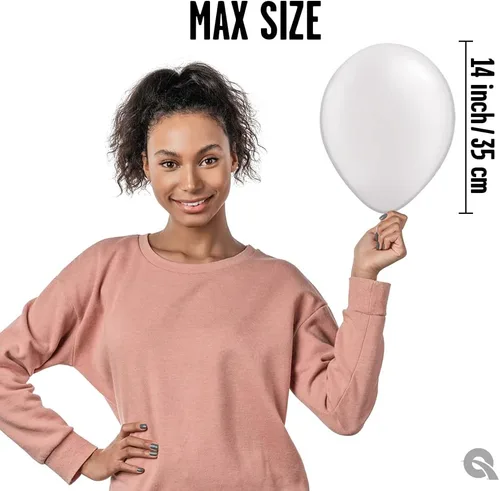 Vista 3 de Qualatex 43788 Globos de látex blanco perla, 11 pulgadas, color blanco, paquete de 100