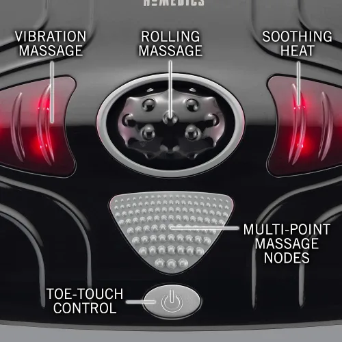 Vista 2 de HoMedics Masajeador de pies con vibración: máquina masajeadora de pies portátil con calefacción, calor calmante con sensaciones multipunto y control