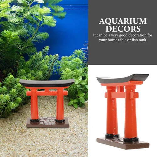 Vista 4 de NOLITOY Puerta Torii en miniatura, adorno de resina de estilo japonés, modelo de santuario sintoísta rojo para jardín zen, pecera, decoración