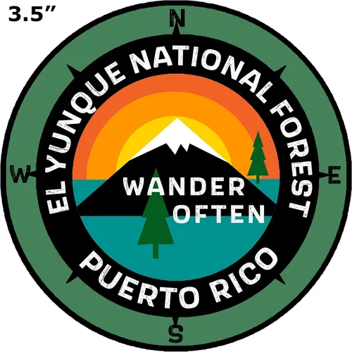 Vista 2 de El Yunque National Forest Puerto Rico – Wander Often – 3.5 pulgadas Ventana Coche Camión Adhesivo Adhesivo Vacaciones Recuerdo Viaje Aventura