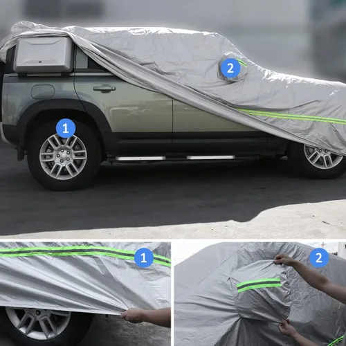 Vista 3 de Funda impermeable para automóvil para todo tipo de clima, compatible con Land Rover Defender 110 2020-2024, cubierta de protección exterior