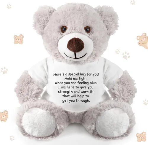 Vista 9 de Lenwen Un regalo de abrazo de oso para mujeres, pésame pronto, condolencias para mujeres, peluche de animal de peluche, abrazo pensando en ti, Azul