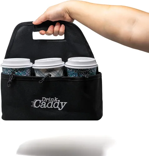 Vista 4 de Organizador de bebidas portátil para bebidas y portavasos de café reutilizable, bolsa plegable para 6 tazas con bolsillos organizadores, asegura