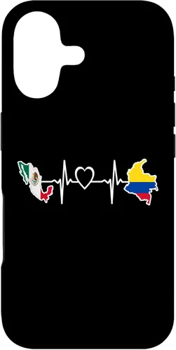 Vista 32 de iPhone 16 Bandera de Colombia Mexicana - Funda de latidos del corazón de Colombia Mexicana