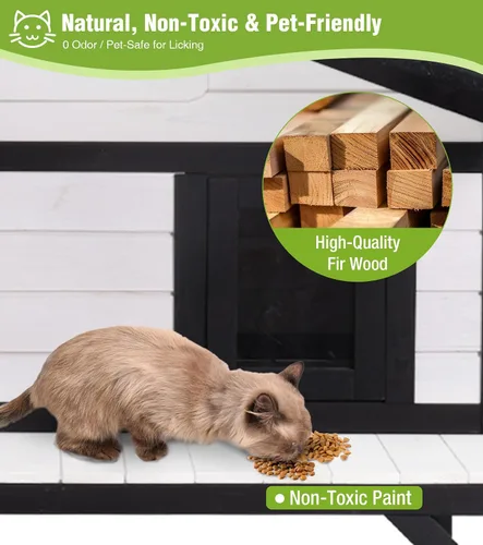 Vista 6 de GUTINNEEN Casa climatizada para gatos para exteriores, casa para gatos al aire libre aislada con manta de calefacción eléctrica, cables resistentes