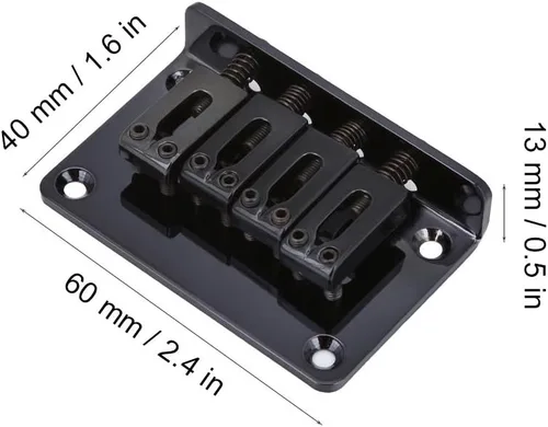 Vista 5 de Bnineteenteam Puente de guitarra eléctrica, puente de metal fijo para sillín rígido para caja de cigarrillos de 4 cuerdas, Ukelele de bajo con juego