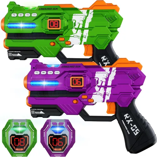 Vista 8 de Juego de 4 pistolas láser con pantalla LED digital, regalos para adolescentes y adultos, niños y niñas, adultos y diversión familiar, regalo