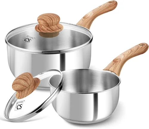 Vista 11 de KOCH SYSTEME CS Cacerola de Acero Inoxidable, Cacerola de 1 Cuarto de Galón con Tapa y Mango de Baquelita Resistente al Calor, Cacerola de Acero