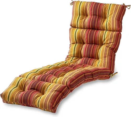 Vista 24 de Greendale Home Fashions Cojín para tumbona exterior de 72 x 22 pulgadas, Adobe Stripe