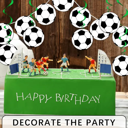 Vista 5 de Gersoniel 32 piezas de decoraciones de fútbol para fiesta, 2 unidades, guirnaldas de pancarta de fútbol, 30 remolinos colgantes de fútbol