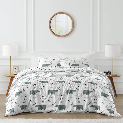 Vista 11 de Sweet Jojo Designs Juego de edredón individual de 2 piezas (montaña oso) para niños, ropa de cama para niños, ropa de cama en una bolsa con manta