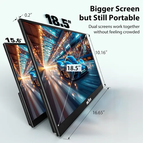 Vista 4 de InnoView Monitor portátil de 18.5 pulgadas 100HZ 120% sRGB, 1080P FHD IPS Monitores portátiles grandes para laptop USB C HDMI HDR Monitor de viaje
