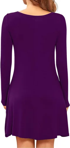Vista 5 de HiMONE Vestido suelto casual de verano de manga larga con cuello redondo para mujer 2023
