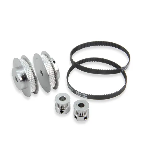 Vista 15 de Juego de 2 poleas de sincronización de aluminio GT2 de 20 y 30 dientes, 0.197 in de diámetro con 2 unidades de longitud de 7.874 in de ancho, correa