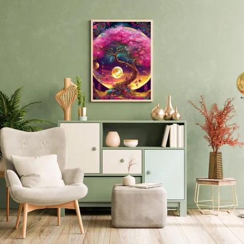 Vista 3 de Aestalrcus Kit de pintura por números de árbol de la vida para adultos, pintura de árbol por números para adultos principiantes, kits de pintura por