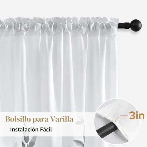 Vista 8 de HOMEIDEAS Cortinas traslúcidas de privacidad gris claro y blanco, 52 x 96 Hojas-gris claro