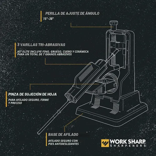 Vista 4 de Work Sharp Precision Adjust Elite - Sistema de afilado de cuchillos ajustable con 7 abrasivos
