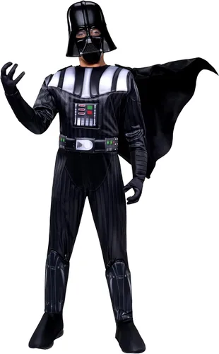 Vista 5 de STAR WARS Darth Vader Official Youth Deluxe Costume - Padded Jumpsuit with Gloves, Detachable Cape, and Plastic Mask