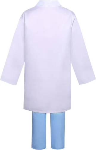 Vista 6 de Disfraz de médico para niños, disfraz de médico de Halloween, cumpleaños, cosplay, día de la carrera, juego de rol Azul