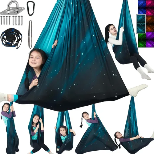 Vista 11 de Columpio Sensorial para Niños Soporta hasta 300 libras Interior y Exterior Columpio de Terapia Abrazador con Kit Colgador de Ganchos para Hamaca