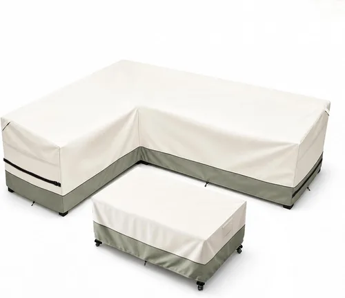 Vista 12 de okcool Funda modular para exteriores, fundas para muebles de patio en forma de L para muebles seccionales de 6 plazas, 85 pulgadas de largo x 32