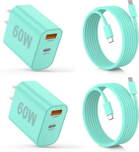Vista 18 de Cargador para iPhone 17/16/15 Pro/Pro Max, cargador de pared USB-C de doble puerto con PD 40 W y carga rápida QC 20 W, cable USB-C de 10 pies