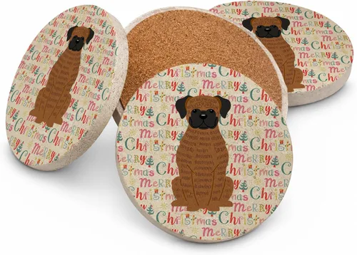 Vista 95 de Abyssinian Sand Terrier Merry Christmas - Posavasos grandes de piedra arenisca (4 unidades)