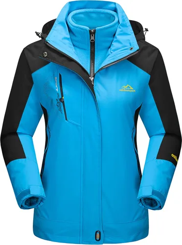 Vista 8 de MAGCOMSEN - Abrigos de invierno 3 en 1 para mujer, chaqueta de esquí impermeable, cortavientos, con forro polar, parka