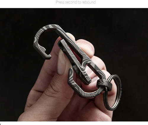 Vista 6 de MASALONG MK06 Titanium Quick Release Llavero Duty Llavero Gancho Durable Integrado Spring Clip Llavero