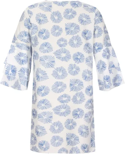 Vista 5 de Vestido de verano para mujer 2023, dulce y lindo cuello en V, manga acampanada, mini vestido suelto de manga 34, vestido floral con vuelo