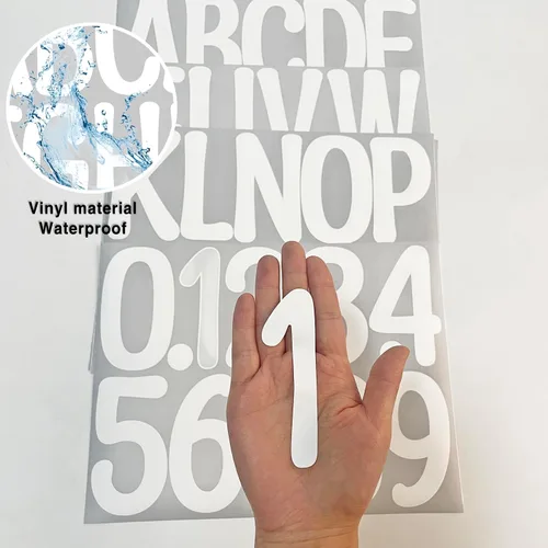 Vista 3 de 20 hojas de calcomanías del alfabeto de 4 pulgadas, letras y números, 240 calcomanías de vinilo autoadhesivas para buzones, ventanas, puertas, Blanco