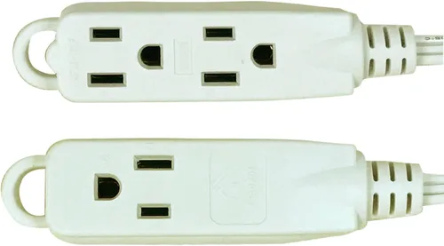 Vista 2 de Royal Designs - Cable de extensión de enchufe plano para interiores y exteriores, 6 pies de largo, blanco, cable de conexión a tierra de 6 clavijas