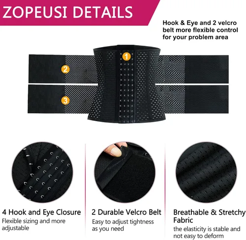 Vista 4 de Entrenador de cintura para mujer, faja deportiva, corsé bajo el busto, control de abdomen, reloj de arena