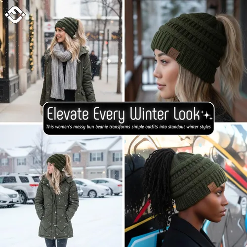 Vista 211 de Funky Junque - Gorro para mujer con ranura para cola de caballo
