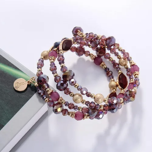 Vista 6 de Coiris Collar largo con cuentas de alambre de ilusión de 2 capas con pendientes, collar largo para mujer