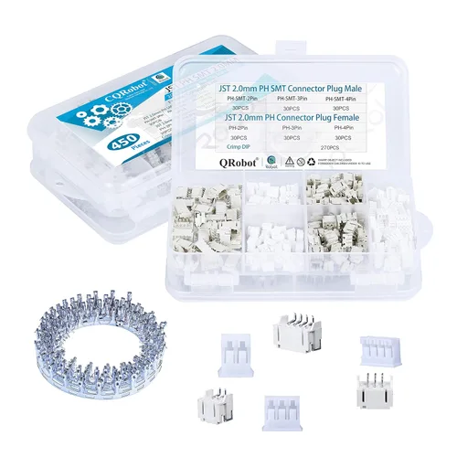 Vista 118 de CQRobot JST EL 4.5 mm de paso 2 pines conector electrónico IC macho, enchufes hembra carcasa y kit de terminales de crimpado en T macho/hembra. 50