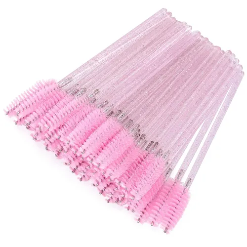 Vista 10 de Tbestmax 100 cepillos desechables para pestañas, varitas de rímel para extensión de pestañas de ojos, cejas y maquillaje, color rosa