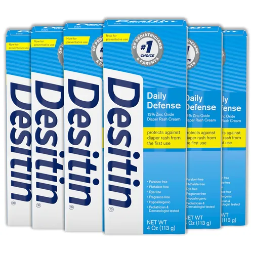 Vista 15 de Crema Desitin Daily Defense para sarpullido de pañales con óxido de zinc para tratar, aliviar y prevenir el sarpullido, hipoalergénica, sin