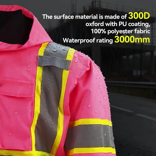 Vista 4 de Chaqueta de seguridad de alta visibilidad ANSI/ISEA Chaqueta reflectante estándar con bolsillo y cremallera