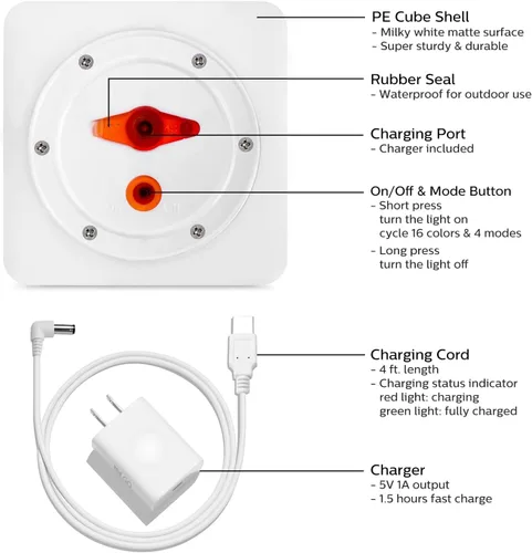 Vista 8 de Mr.Go Lámpara de ambiente de luz nocturna LED regulable de 4 pulgadas para niños y adultos, 16 colores RGB, 8 niveles de atenuación, 4 efectos