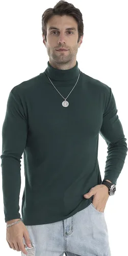 Vista 32 de Camiseta de manga larga para hombre, ajustada, ligera, con cuello de tortuga