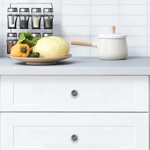 Vista 7 de NEWzone 4 Pack Dresser Drawer Cabinet Knobs Agate Marble Round Shape Crystal Glass Knobs Pulls Handles for Kitchen Wardrobe Cupboard Door Hardware