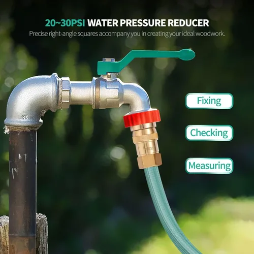 Vista 3 de Regulador reductor de presión de agua en línea de riego por goteo de latón LF 20 ~ 30PSI - Protege el sistema de goteo del agua del grifo de alta