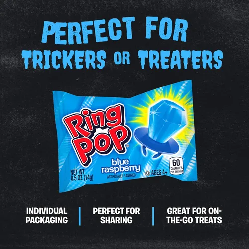 Vista 5 de Ring Pop Paquete de piruletas a granel de frambuesa azul envuelta