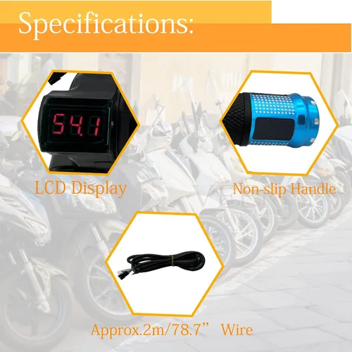 Vista 3 de 1 Par de Empuñaduras de Acelerador de Bicicleta Eléctrica, Manillar Giratorio Universal de Bicicleta Eléctrica Scooter con Pantalla LCD de Voltaje