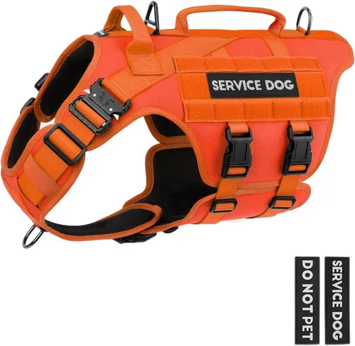 Vista 16 de Arnés táctico para perros - PETNANNY Chaleco para perro de servicio para perros grandes Cobertura corporal completa en arnés para perros de Rosa