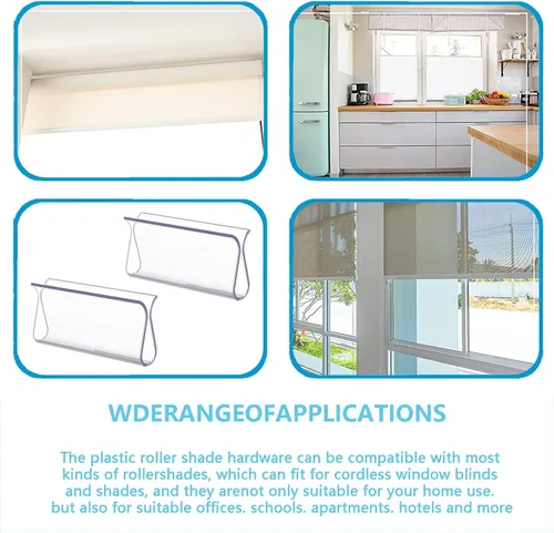 Vista 7 de Persianas enrollables de plástico con dobladillo para ventana, accesorios de ventanas (transparente, 4 unidades)