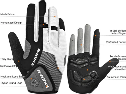 Vista 2 de INBIKE Guantes de ciclismo para hombre acolchados de gel de 0.197 in transpirables y resistentes al desgaste